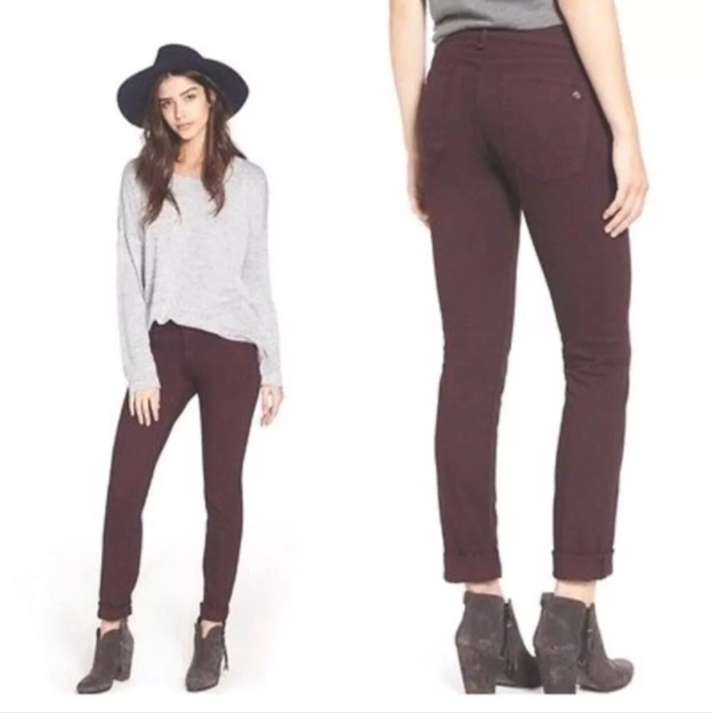 Rag & Bone Women's The Dre Slim Fit Boyfriend Jeans Aged Burgandy Size 26.